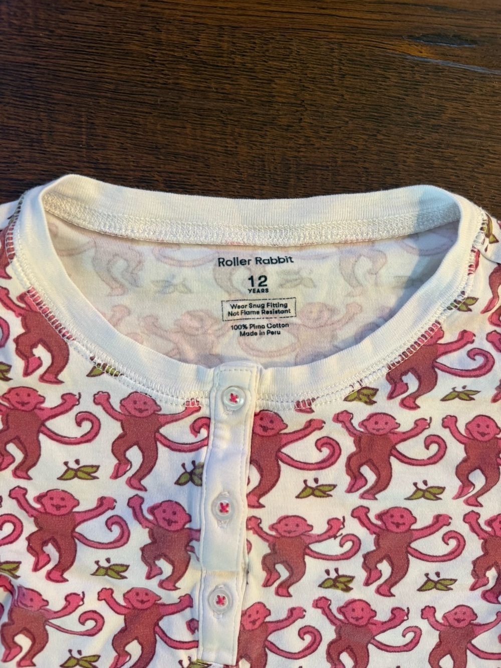 Roller Rabbit Pink Monkey Snap Henley Top